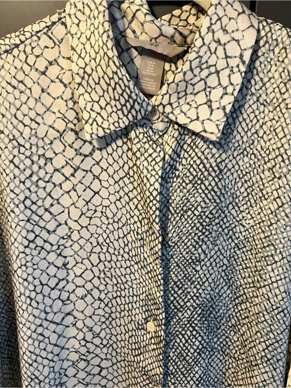 H&M greys Silk Button-Down Shirt with greys snake Print